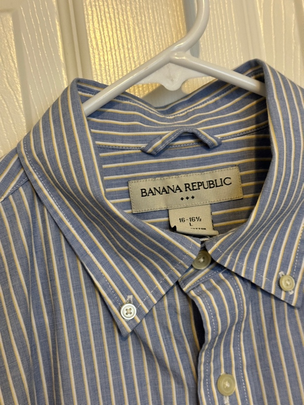 Banana Republic Mens Blue and White Striped Button-Down Shirt Large